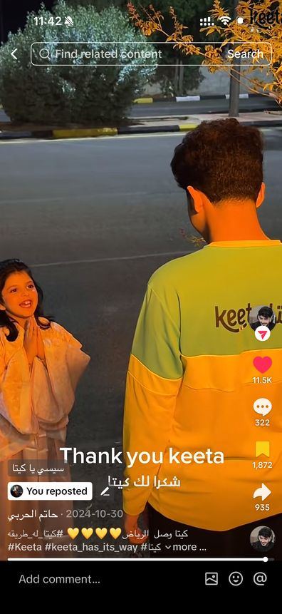 Keeta rider featured in creator content